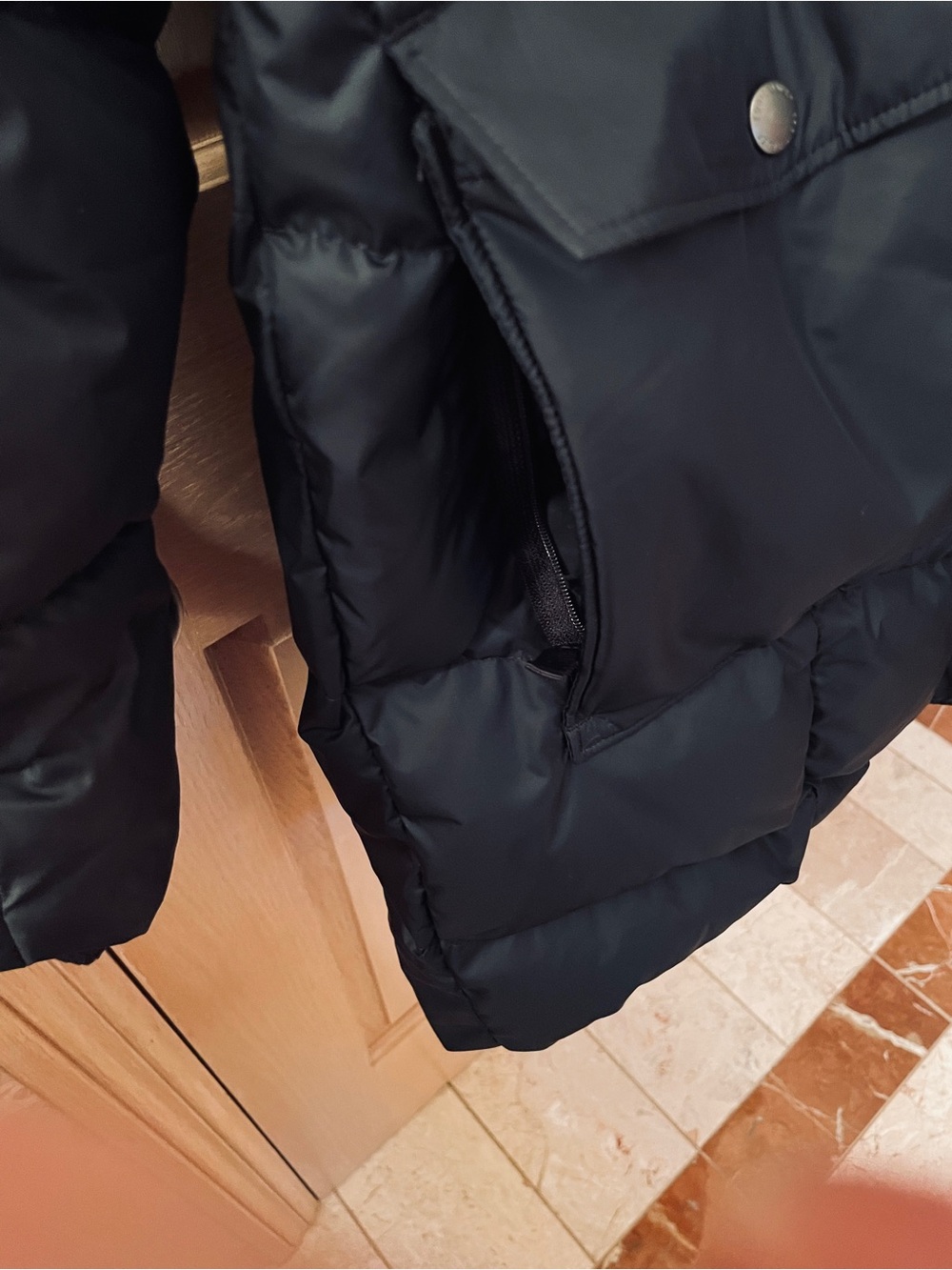 Eddie Bauer 650 Black Long Puffer Coat with Faux Fur Hood - Picture 6 of 11